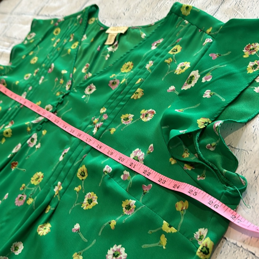 Cynthia Rowley green floral blouse - Picture 5 of 8